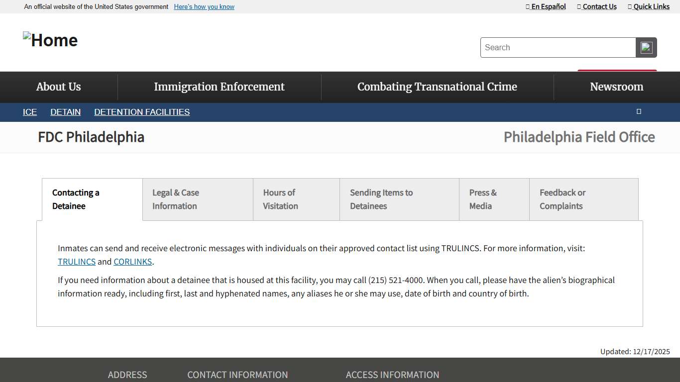 FDC Philadelphia | ICE